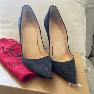 Christian Louboutin Dark Gray Suede Heels